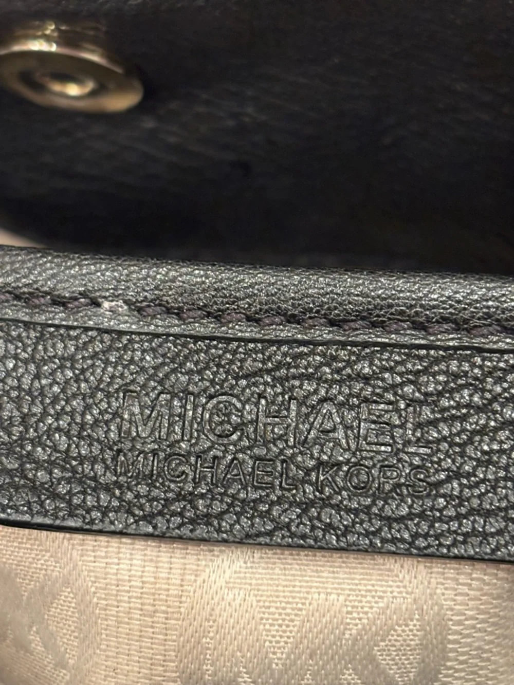 Michael Kors Black Leather Tote with Gold-Tone Chain Accents - Picture 6 of 9